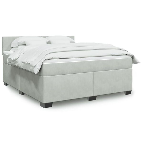 vidaXL Sommier &agrave; lattes de lit et matelas Gris clair 180x200cm Velours