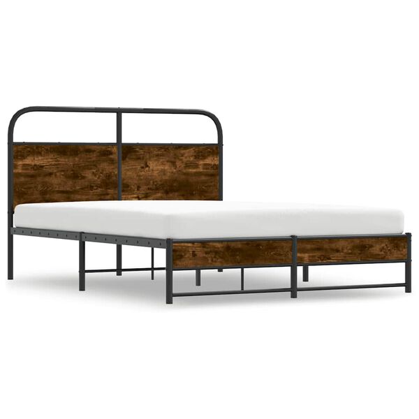 vidaXL Cadre de lit sans matelas 140x190 cm ch&ecirc;ne fum&eacute; bois ing&eacute;nierie