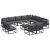 vidaXL Ensemble de canap&eacute; de jardin avec coussin 13 pcs Noir Aluminium