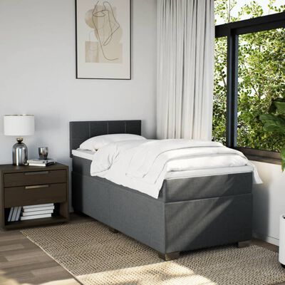 vidaXL Sommier à lattes de lit avec matelas Gris foncé 100x200cm Tissu