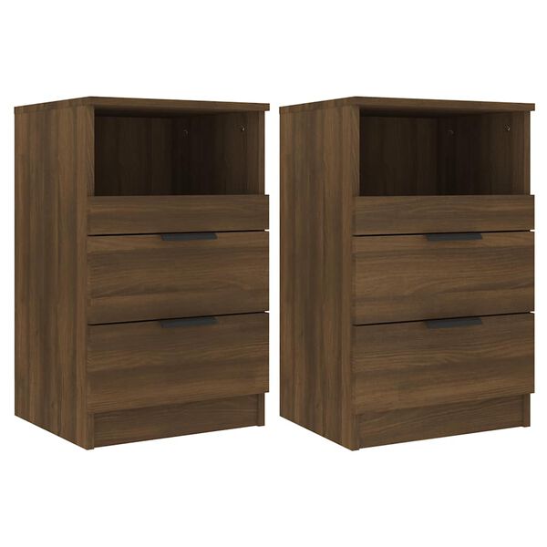 vidaXL Tables de chevet 2 pcs Ch&ecirc;ne marron Bois d'ing&eacute;nierie