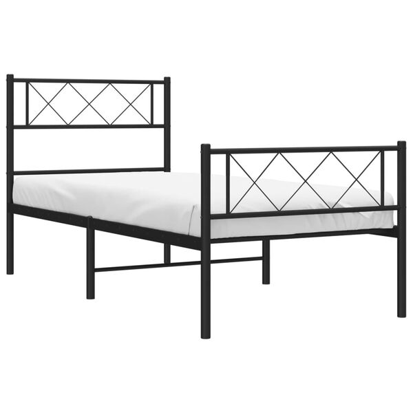 vidaXL Cadre de lit métal sans matelas avec pied de lit noir 90x190 cm