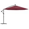 vidaXL Parasol de jardin en porte-&agrave;-faux lumi&egrave;res LED rouge bordeaux
