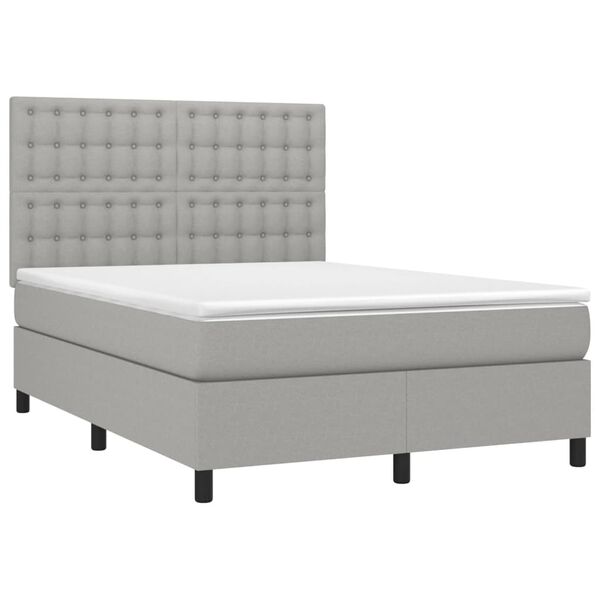 vidaXL Sommier &agrave; lattes de lit avec matelas Gris clair 140x190cm Tissu