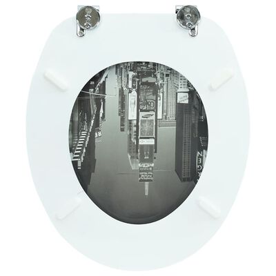 vidaXL Siège de toilette avec couvercle en MDF Design de New York
