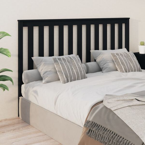 vidaXL T&ecirc;te de lit Noir 166x6x101 cm Bois massif de pin