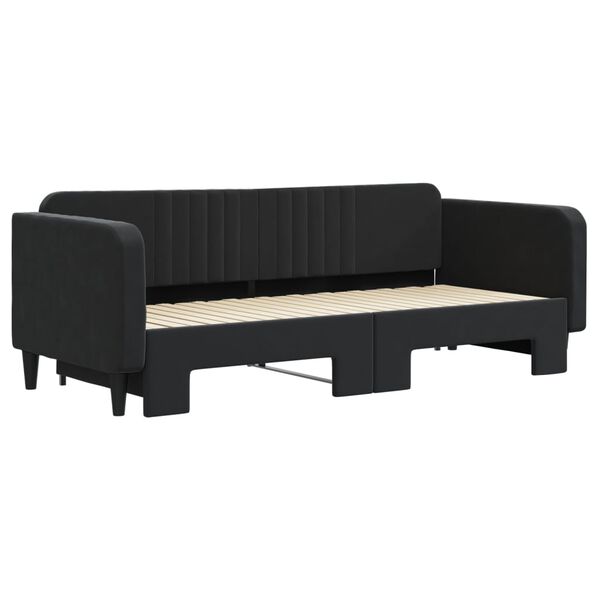 vidaXL Lit de jour avec gigogne sans matelas noir 90x200 cm