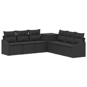 vidaXL Ensemble de Canap&eacute;s 7 pc Noir Rattan synth&eacute;tique et acier