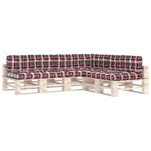 vidaXL Coussins de canap&eacute; palette lot de 7 Motif &agrave; carreaux rouge