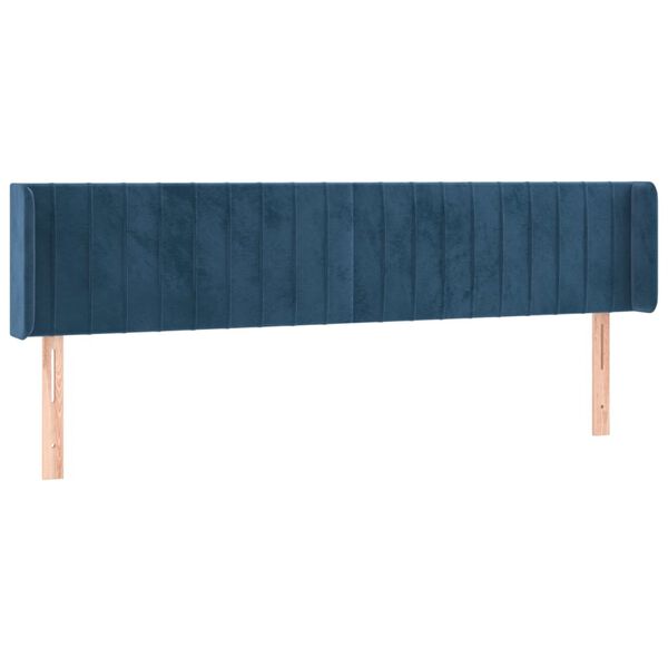 vidaXL T&ecirc;te de lit &agrave; LED Bleu fonc&eacute; 183x16x78/88 cm Velours