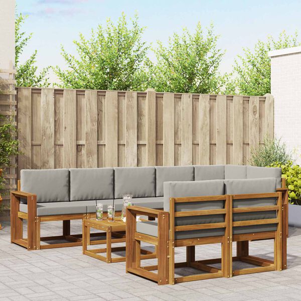 vidaXL Ensemble de canap&eacute;s d'ext&eacute;rieur 9 pcs Gris Naturel et Clair