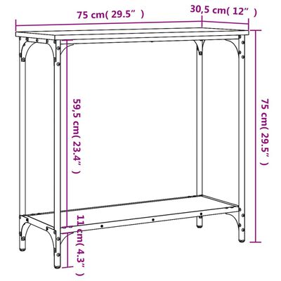 vidaXL Table console chêne fumé 75x30,5x75 cm bois d'ingénierie