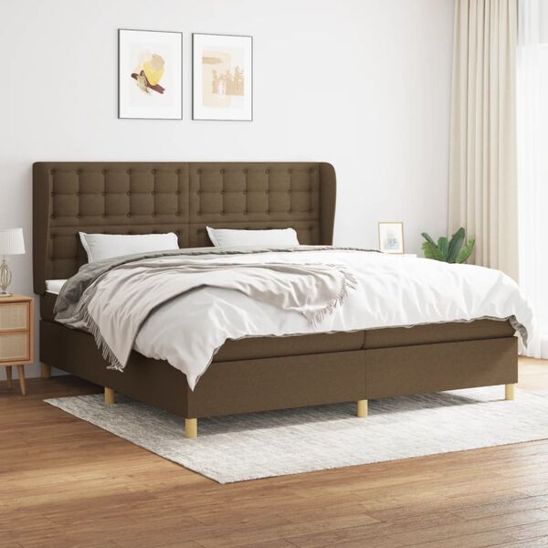 vidaXL Sommier &agrave; lattes de lit avec matelas Marron fonc&eacute; 200x200 cm