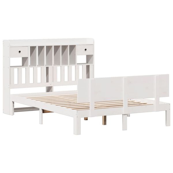vidaXL Lit biblioth&egrave;que sans matelas blanc 160x200 cm bois pin massif