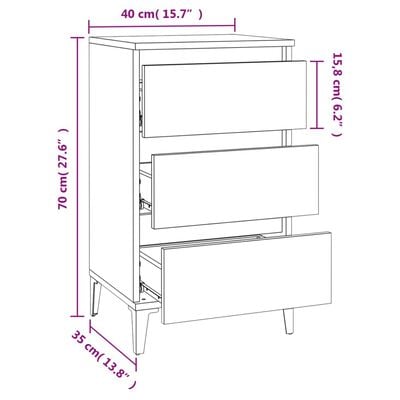 vidaXL Table de chevet chêne marron 40x35x70 cm bois d'ingénierie