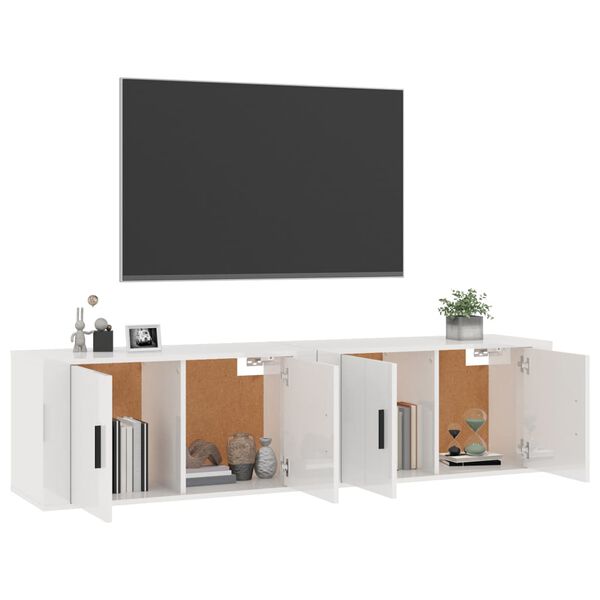 vidaXL Meubles TV muraux 2 pcs blanc brillant 80x34,5x40 cm