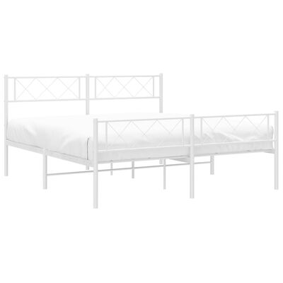 vidaXL Cadre de lit métal sans matelas et pied de lit blanc 135x190 cm