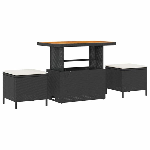 vidaXL Ensemble de canap&eacute; de jardin avec coussin 12 pcs Noir et Cr&egrave;me