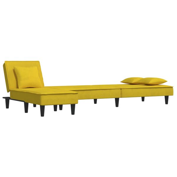 vidaXL Canap&eacute;-lit en forme de L jaune 255x140x70 cm velours