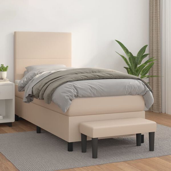 vidaXL Sommier &agrave; lattes de lit avec matelas Cappuccino 80x200 cm
