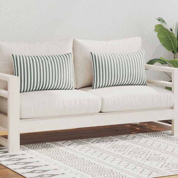 vidaXL Oreiller d'ext&eacute;rieur lot de 2 Impression rayure 60 x 40 cm Gris