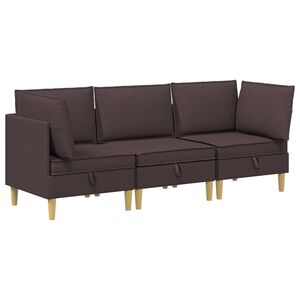 vidaXL Canap&eacute; modulaire avec rangement 3 pc Marron fonc&eacute; Tissu