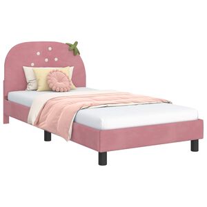 vidaXL Cadre de lit pour enfants avec t&ecirc;te de lit Rose 90 x 200 cm