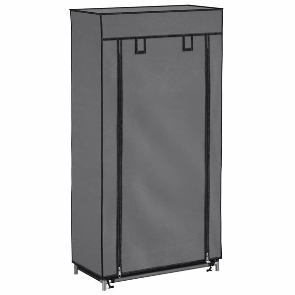 vidaXL Armoire &agrave; chaussures avec housse Gris 58x28x106 cm Tissu