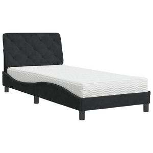 vidaXL Lit avec matelas noir 80x200 cm velours