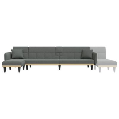 vidaXL Canapé-lit en forme de L gris foncé 275x140x70 cm tissu