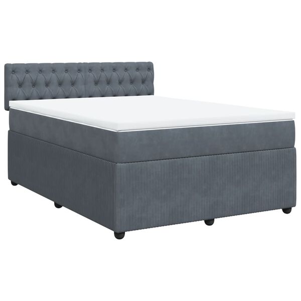 vidaXL Sommier &agrave; lattes de lit et matelas Gris fonc&eacute; 140x190cm Velours