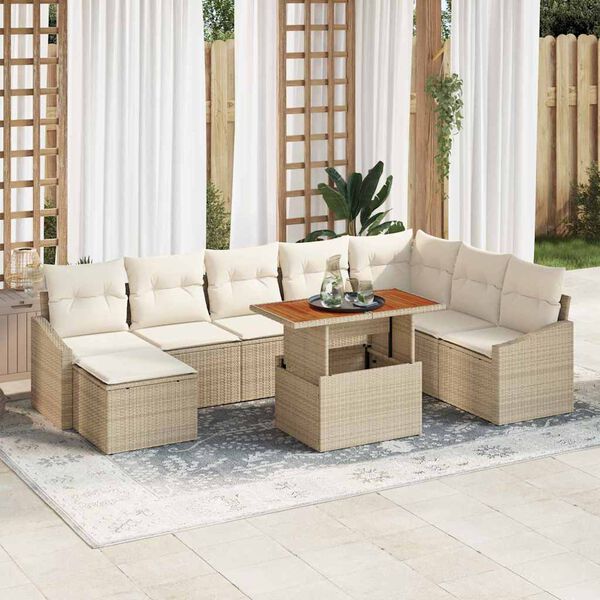 vidaXL Ensemble de salle &agrave; manger pour jardin 9 pcs Beige et cr&egrave;me