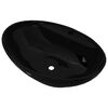 vidaXL Vasque ovale &agrave; trou trop-plein/robinet c&eacute;ramique pour salle de bain