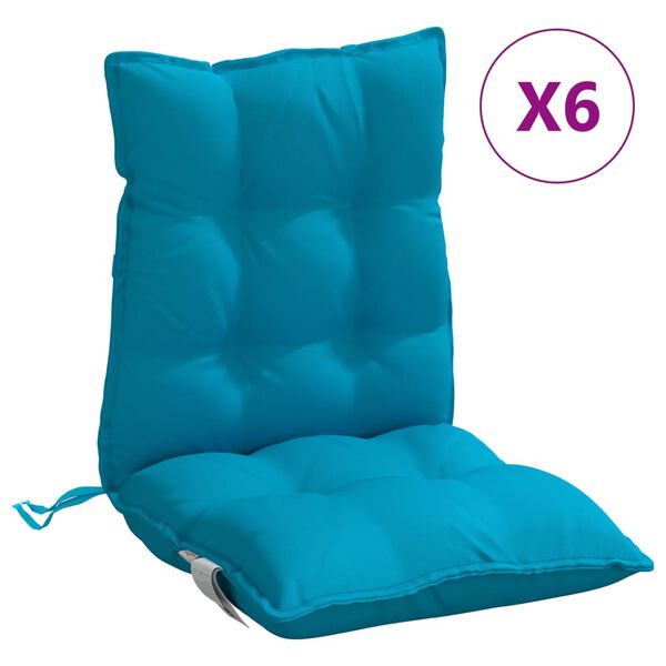 vidaXL Coussins de chaise &agrave; dossier bas lot de 6 bleu clair