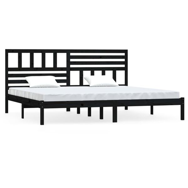 vidaXL Cadre de lit sans matelas noir bois massif de pin 200x200 cm