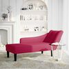 vidaXL Fauteuil long avec accoudoir droit rouge bordeaux velours