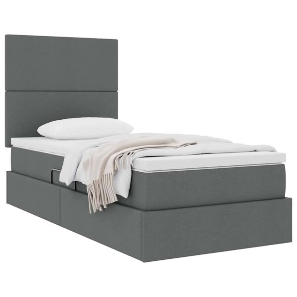 vidaXL Lit avec rangement et matelas Gris fonc&eacute; 100 x 200 cm Polyester