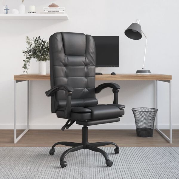 vidaXL Fauteuil de massage inclinable de bureau noir similicuir