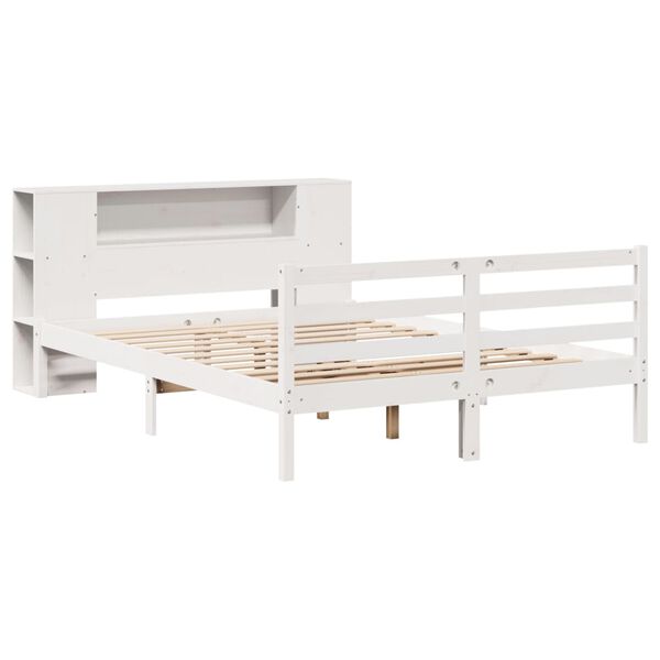 vidaXL Lit biblioth&egrave;que sans matelas blanc 120x190 cm bois pin massif