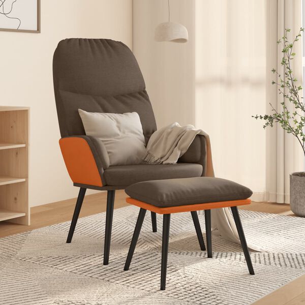 vidaXL Chaise de relaxation avec tabouret Marron Tissu
