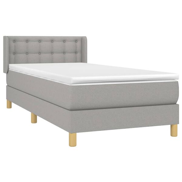 vidaXL Sommier &agrave; lattes de lit avec matelas Gris clair 100x200cm Tissu