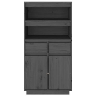 vidaXL Buffet haut Gris 60x40x116,5 cm Bois massif de pin