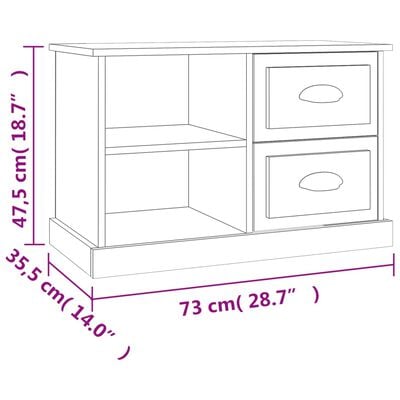 vidaXL Meuble TV blanc brillant 73x35,5x47,5 cm bois d'ingénierie