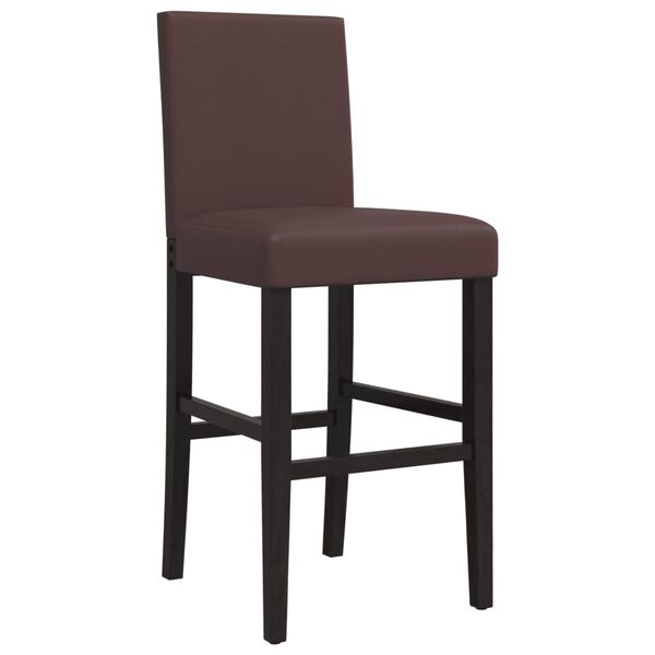 vidaXL Chaises de bar lot de 2 bois massif d'h&eacute;v&eacute;a et similicuir