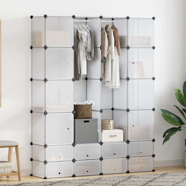 vidaXL Cabinet modulable avec 18 compartiments blanc 37x146x180,5 cm