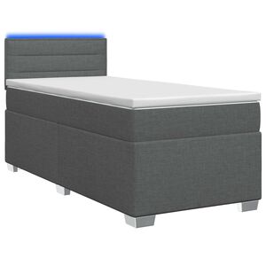 vidaXL Lit de box spring avec matelas et LED Gris fonc&eacute; 80 x 200 cm
