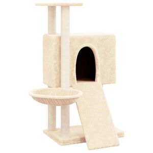 vidaXL Arbre &agrave; chat avec griffoirs en sisal Cr&egrave;me 96 cm