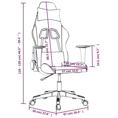 vidaXL Chaise de jeu Blanc et noir Similicuir