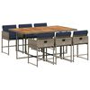 vidaXL Ensemble &agrave; manger de jardin et coussins 7 pcs gris rotin