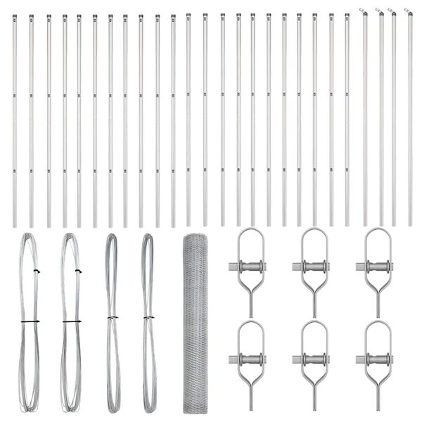 vidaXL Poteau de cl&ocirc;ture. Argent&eacute; 50 x 1 m (maillage de 13 mm) Acier